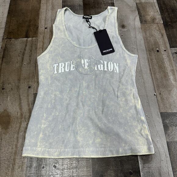 True Religion Shirt Women’s Large Ultimate Gray Crystal Tank Top NWT - Picture 1 of 11